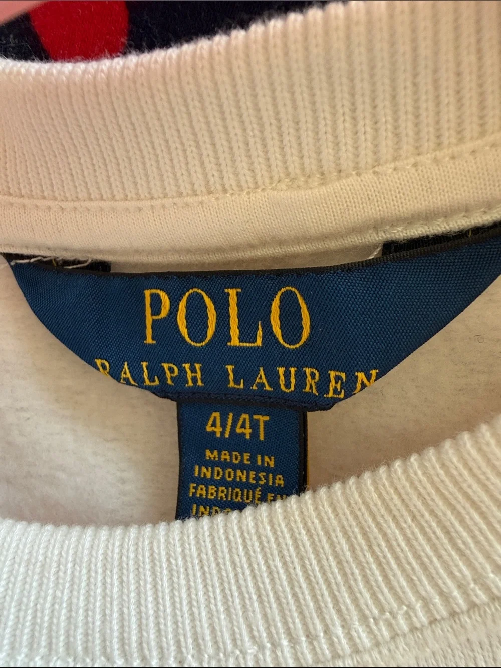 Ralph Lauren Cream Ruffle-Shoulder Sweatshirt with Navy Pony